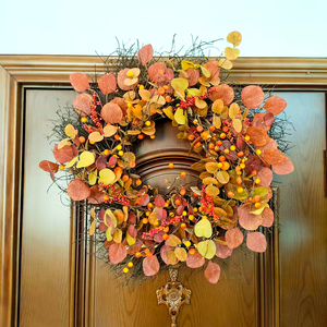 Harvest Festival Eucalyptus Leaves <strong>Small</strong> Pumpkin Grape Vine <strong>Wreath</strong> Harvest Festival <strong>Wreath</strong> Autumn Decorative <strong>Wreath</strong> - Product Image 3