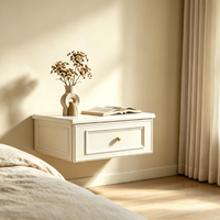 Table de chevet murale suspendue à tiroir unique, moderne, en bois, pour chambre à coucher