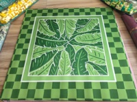 Tapis de mahjong américain de 31,5 pouces avec imprimé feuille de bananier, couverture de table de mahjong antidérapante avec dos en caoutchouc et atténuation du bruit