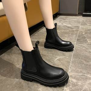 Stivaletti Chelsea da <span class=keywords><strong>Donna</strong></span> Autunno Inverno 2026, Stivali alla Caviglia con Plateau <span class=keywords><strong>Beige</strong></span> e Bianco, Scarpe Punk Gothic con Pelliccia e Suola Spessa - Product Image 2