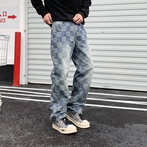 Bulk <strong>Men</strong> <strong>Jeans</strong> Price Baggy Vintage <strong>Dark</strong> <strong>Jeans</strong> <strong>Men's</strong> Patchwork Denim Pants Plaid <strong>Jeans</strong> - Product Image 4