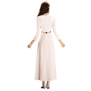 White V Neck Satin Sheath Evening Dress For Women Long Elegant Party Banquet Host Event Wear - Product Image 5