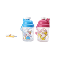 Bouteille d'eau portable en plastique sans BPA avec paille, style dessin animé, pour enfants, idéale pour le sport et les activités de plein air