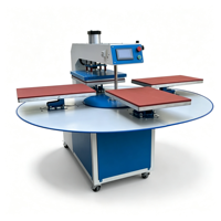 Presse à Chaud Pneumatique Automatique Neuve à Double Plateau et 4 Stations avec Alimentation 110V AC pour Transfert par Sublimation sur T-shirts et Vêtements