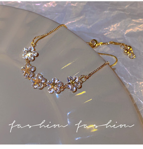Flower <strong>Bracelet</strong> Jewelry Adjustable <strong>String</strong> New Fashion Alloy Zircon Electroplate <strong>Charm</strong> <strong>Bracelet</strong> for Women - Product Image 6