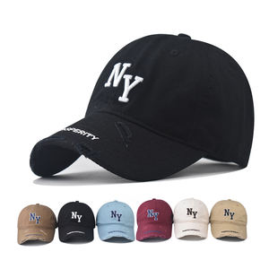 หมวกเบสบอลหมวกแก็ปปีกแบนลายตัวอักษร NY หมวกเบสบอลสีทึบสไตล์คลาสสิกหมวกกันแดดกลางแจ้งฤดูใบไม้ร่วง - Product Image 1