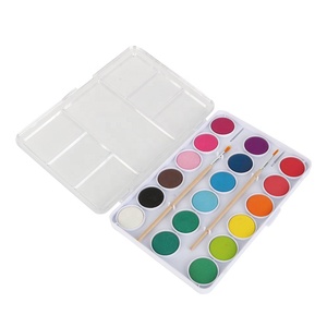 Juego de pintura de acuarela de 18 colores con 2 pinceles, lavable, perfecto para hacer tarjetas, pintura, caligrafía - Product Image 1