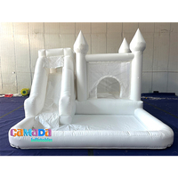 Château gonflable commercial en PVC blanc pour aire de jeux intérieure, centres de jeu d'escalade, combo château sauteur avec toboggan et piscine à balles