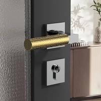 Poignée de porte moderne à base carrée, motif martelé, en laiton massif noir, avec levier et serrure, quincaillerie intérieure pour porte en bois d'hôtel