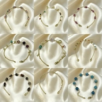 Bracelet en laiton plaqué or 18 carats avec pierres naturelles de forme libre, bijoux tendance pour femmes, cadeau