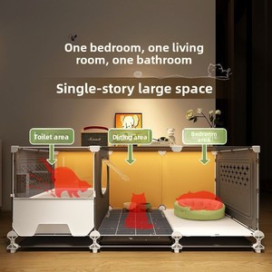 Litière pour chat tout-en-un en tissu, design compact et peu encombrant avec poulies, pour usage domestique, armoire pour chat <span class=keywords><strong>de</strong></span> style villa d'intérieur - Product Image 5