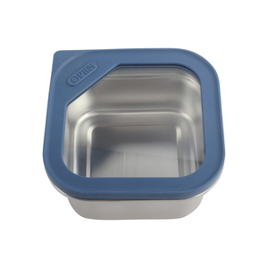 Stainless Steel Rectangle Food Container with Blue Plastic Lid Airtight Leak Proof Single Compartment <b>Lunch</b> <b>Box</b> - Product Image 4