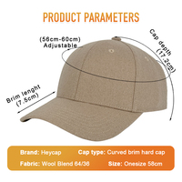 Gorra Heycap con Bordado 3D, Logotipo Personalizado, Gorra de Lana de 6 Paneles, Gorra de Béisbol, Ajustable, Deportiva, Unisex