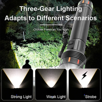 Lampe torche puissante, durable, efficace, à économie d'énergie, avec laser blanc, LED fluorescente, torche tactique à zoom, luminescente de nuit