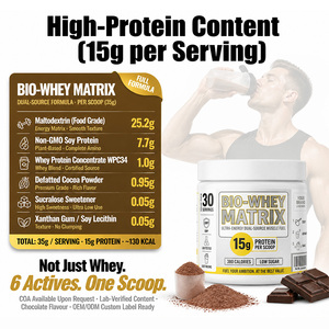 Poudre de Protéine de Lactosérum Faible en Sucre 15g Protéines Marque Privée OEM Vente en Gros Usine Nutrition Sportive Supplément de Récupération Musculaire Sans Gluten - Product Image 5