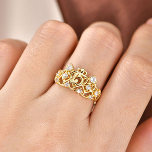 Anillo de Compromiso con Corona de Circonitas Transparentes 5A de Corte Redondo, Diseño de Enredadera, para Mujer, Estilo Reina de Quinceañera, 15 Años, Amor, Aniversario - Product Image 6