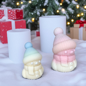 Moule <span class=keywords><strong>en</strong></span> silicone texture tissée Bonhomme de neige pour projets DIY d'ornements festifs, bougies, résine, plâtre, <span class=keywords><strong>savon</strong></span> et chocolat - Product Image 4