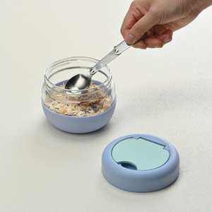 <span class=keywords><strong>Bol</strong></span> à yaourt en verre avec couvercle et cuillère en acier inoxydable Conteneurs de préparation de repas portables au micro-ondes pour le déjeuner de bureau - Product Image 2