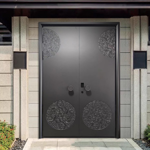 Porte d'entrée moderne de luxe en aluminium coulé à la française Porte décorative antivol légère pour hôtels et villas - Product Image 6