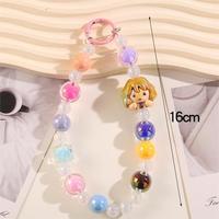 Dragonne de téléphone perlée à l'effigie de personnages de dessins animés Kawaii, breloque de sac en perles acryliques colorées, porte-clés pour la décoration de coque de téléphone
