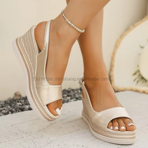 Women Summer New <b>Wedge</b> <b>Sandals</b> Thick Sole <b>Platform</b> Open-Toe Buckle Roman <b>Sandals</b> - Product Image 2