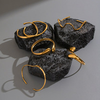 Bracelet manchette ouvert irrégulier tendance en acier inoxydable plaqué or 18 carats, motif goutte d'eau, hypoallergénique, cadeau idéal