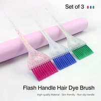 Pinceau de coloration capillaire en nylon transparent à paillettes avec manche, brosse à poils doux, peigne à queue de rat, pinceau de teinture, outil de coiffure imperméable pour salon