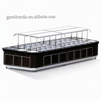 Comptoir Réfrigéré Commercial en Marbre à Refroidissement Direct pour Bar à Salades, Buffet de Restaurant et Présentoir Réfrigéré Tout-en-un
