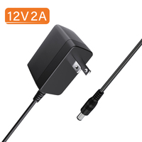 Certifié CE/FCC/ROHS Chargeur mural 12W/24W Adaptateur d'alimentation 12V 2A/1A pour vidéosurveillance/caméra/bande lumineuse à LED OTP