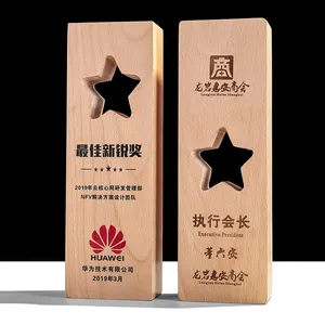 New Style China Star Wooden crystal Trophy For Award Presentation Gift