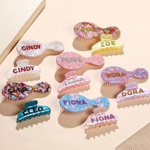 맞춤 이름 헤어 액세서리 세트 맞춤 이니셜 헤어 빗 클로 클립 세트 선물 - Product Image 1