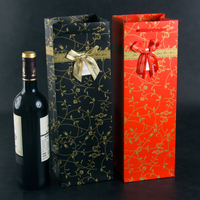 Bolsas de Regalo Premium Rojas para Vino Individual y Termo, Hechas a Mano con Papel Reciclado, Cierre Magnético, Asa Elegante, Calidad de Paraguas