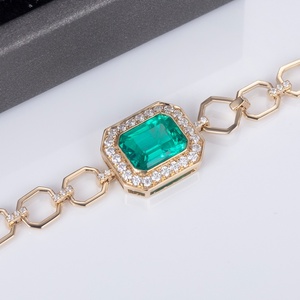 Bijoux Messi MSB-514 Or jaune 10K 14K 18K Bijoux personnalisés Émeraude de laboratoire cultivée Bracelet - Product Image 1