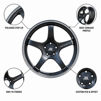 Jantes monobloc forgées 16-24 pouces, couleur bronze, 5 branches, lèvre polie, concave profond, jante en alliage 5x112 5x114.3 pour voiture de performance JDM