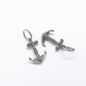 Pendientes de aro de acero y titanio con forma de ancla y diseño geométrico para hombres y mujeres GZYE-1807 - Product Image 2