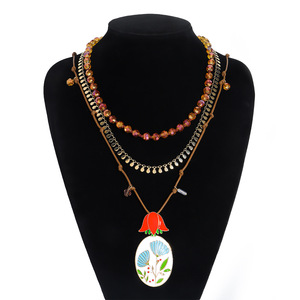 Collar <span class=keywords><strong>ZAA</strong></span> Lindo y Romántico de Acero Inoxidable Chapado en Oro de 18K con Colgante de Cereza Esmaltada con Efecto Goteo de Aceite - Product Image 6