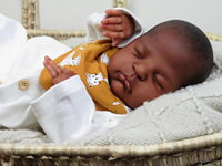 Poupée Reborn en Silicone 49cm Noire Africaine Américaine Réaliste Nouveau-né Douce pour Enfants, Cadeau