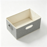 Boîte de rangement pliable en tissu de lin pour vêtements, organiseur de literie rectangulaire avec couvercle et poignées pour placard