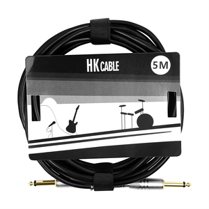 Câble de guitare 6,35 mm en gros, pas cher, 10 m, 5 m, noir, en cuir, avec tête dorée et ressort pour casque - Product Image 2