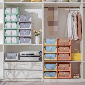 Organisateurs de <span class=keywords><strong>placard</strong></span> pliants boîte de rangement bacs de rangement empilables panier à tiroirs en plastique <span class=keywords><strong>placard</strong></span> de rangement pour armoire - Product Image 6
