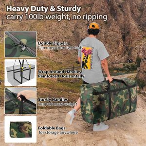 Camouflage Extra Large <b>Moving</b> <b>Bag</b> Heavy Duty Storage <b>Bag</b> 600D Oxford Cloth Wrap Around Handles Double Zipper Waterproof Reusable - Product Image 5