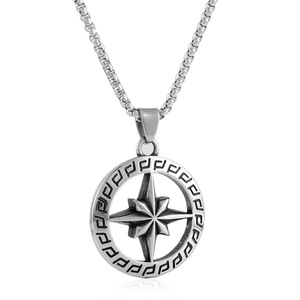 <b>Titanium</b> Steel Cross Pendant Necklace Silver Hollow Geometric Design Men's Everyday Wear 24cm Chain - Product Image 1