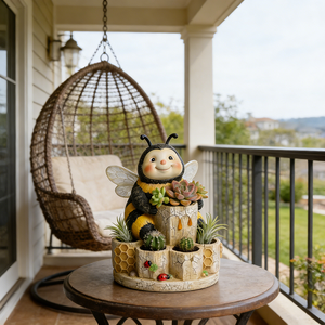 Pot de fleurs réaliste en résine abeille - Pot décoratif nid d'abeille avec <span class=keywords><strong>figurine</strong></span> d'abeille, support fantaisie pour plantes succulentes - Product Image 6