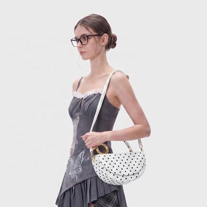 Nuove Borse a Tracolla a Pois per Donne, Borsa Boston Semicircolare con Design Stampato, Borsette Carine, Borsa a Secchiello Trendy, Borsa a Mano da <span class=keywords><strong>Donna</strong></span> alla Moda - Product Image 3