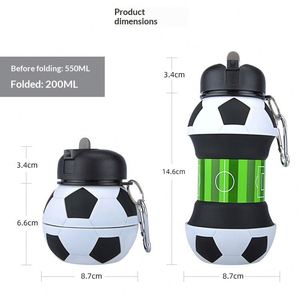 Leak Proof Food Grade Silicone Collapsible Football Water Bottle Straw BPA Free <b>Reusable</b> Kids Sports Water <b>Cup</b> for Outdoor - Product Image 2
