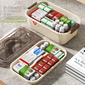 Boîte à médicaments en plastique de grande taille avec couvercle et compartiments, trousse de premiers secours familiale portable pour les urgences, livraison gratuite - Product Image 4