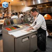 Table de préparation de pizzas réfrigérée commerciale en acier inoxydable à prix d'usine avec rail pour barquette à garnitures
