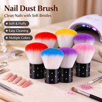 Brosse de nettoyage de poussière pour ongles, pour manucure, maquillage, blush, salon, poils doux et résistants multicolores, portable
