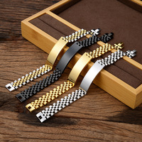 Pulsera de Acero Inoxidable para Parejas, 15 mm de Ancho, con Letra Personalizada, Grabado con Nombre, Correa de Reloj, Cadena con Letras