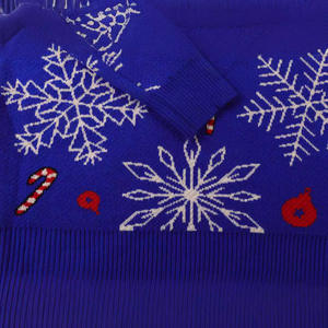 <span class=keywords><strong>Pull</strong></span> en tricot en gros, motif de flocon de neige et de renne en jacquard <span class=keywords><strong>bleu</strong></span> festif, <span class=keywords><strong>pull</strong></span> de Noël moche unisexe - Product Image 2